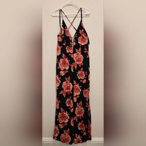 Forever 21‎ Red and Black Midi Pencil Jumpsuit